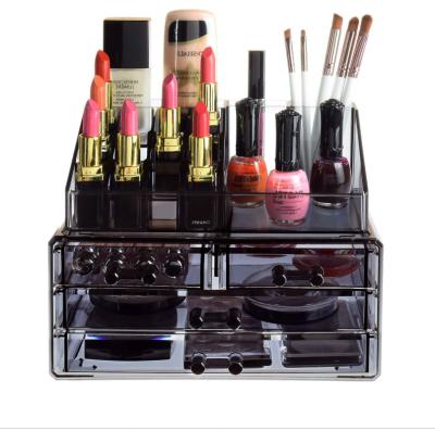 China Plastic Black Acrylic Home Office Skincare Viable Organizer Lipstick Storage Box for sale