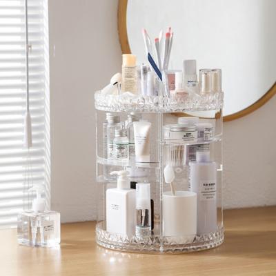 China Large Capacity Workable 360 ​​Degree Rotating New Crystal Clear Acrylic Makeup Organizer for sale