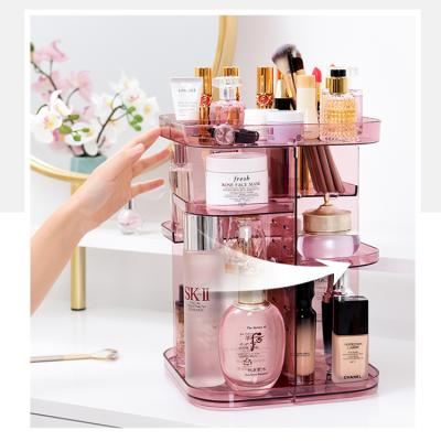 China Viable Adjustable Rotating Organizer Acrylic Rotating Makeup Acrylic Organizer for sale