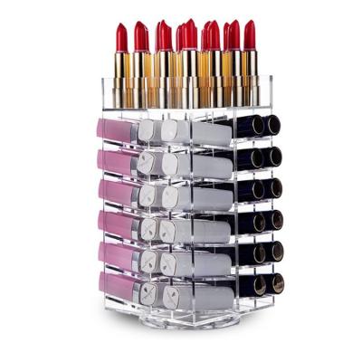 China Perspex Rotating Clear Lipstick Organizer Acrylic Lip Gloss Display Containers for sale