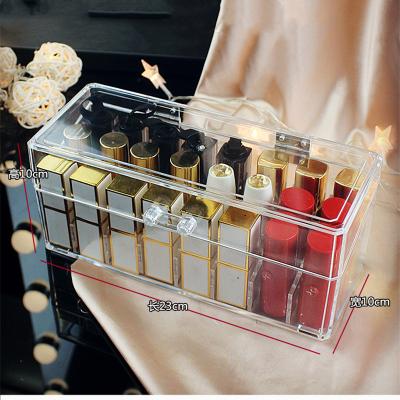 China Sustainable Beauty Clear Storage Cosmetic Makeup Display Acrylic Lipstick Organizer Box for sale