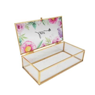 China New Design Gift Packaging Glass Trinket Box Glass Jewelry Box Customized Jewelry Boxes With Logo for sale