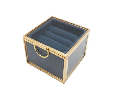 China Wedding Gift Clear Glass Jewelry Storage Box with Velvet Tray Organizer Gifts Jewelry Box for sale