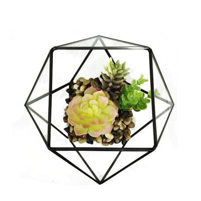 China Wholesale Gold Mini Glass Vase Plant Geometric Glass Greenhouses Minimalist Accessories Factory for sale