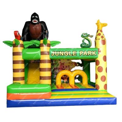 China New Design Vinyl 2022 Jungle Safari Theme Bounce And Castle Inflatable House Slide Combo Bouncer For Kids for sale