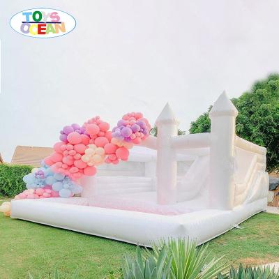 China All Ages 2022 New Design White Inflatable Castle Slide Wetsuit Wedding Bouncy Jumper With Ocean Ball Pool for sale