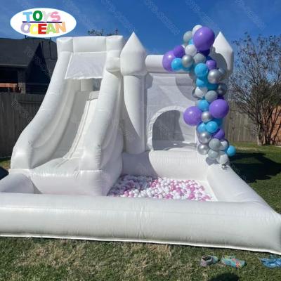 China All Ages Commercial White Inflatable Bounce House Slide Ball Pool Castle Playground Suitable For Children for sale