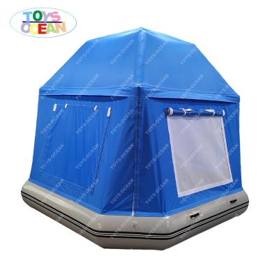 China 0.9mm pvc new outdoor lake vinly tarpaulin inflatable water bench swimming pool camping floating raft tent for sale