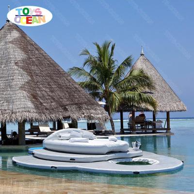 China New Large 6 person PVC Inflatable Lake River Swimming Pool Inflatable Raft Island Floating Sofa For Lake for sale