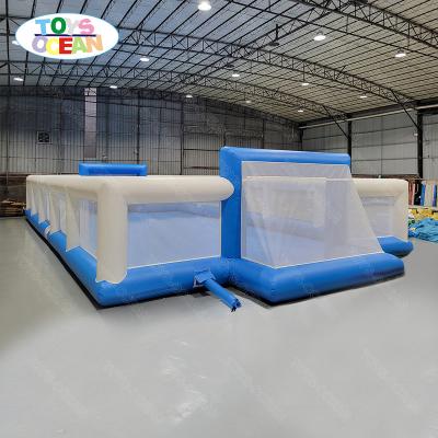 China New Design Vinyl Football Inflatable Soccer Field Soap Inflatable Playground Football Pitch For Adults And Kids for sale