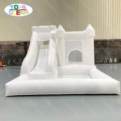 China All Ages Inflatable Castle Combination Bounce House Wedding Inflatable Jumper White Inflatable Bounce Slide With Ball Pool for sale