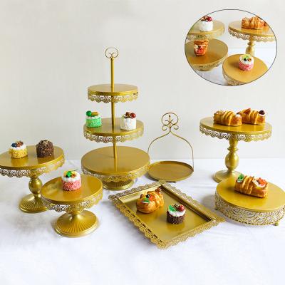 China Party Decoration 10/9/6 Pcs Per SET Birthday Party Decorations Cake/Desserts/Wedding Gold Display Stand Fruit Stand For Party for sale