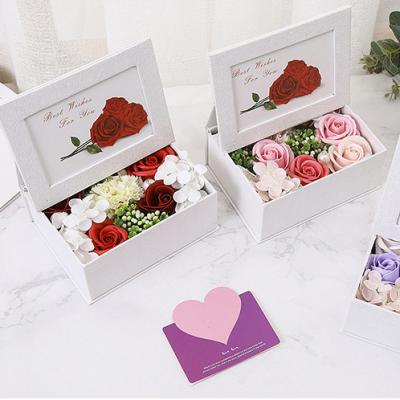 China Soap Mothers Day Gifts Soap Flower Gift Box With Photo Frame Rose Soap Flower Gift Box For Mom for sale