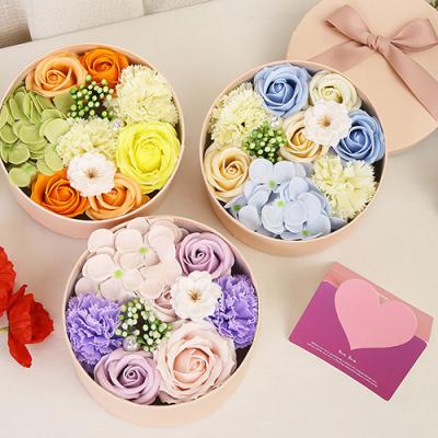 China Round Soap Rose Flower Soap Flower Box Valentine's Day Gift Soap Flower Box Mothers Day Gift Small Soap For MOM for sale