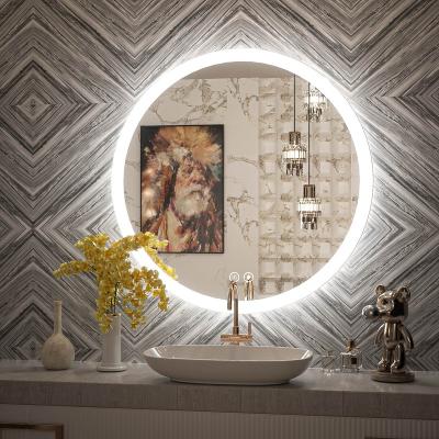 China China Factory Wholesale Luminous Hotel Bathroom Mirrors Anti Fog Round Bath Mirror Smart Bathroom Mirror for sale