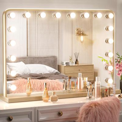 China 3 Color Mode Temperature Magnifying Makeup Mirror Hollywood Style Led Dressing Table Mirror for sale