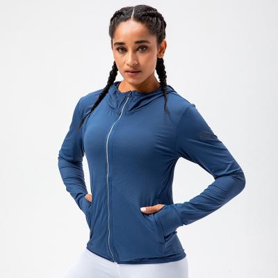 China New Sun Protection Clothing Lightweight Breathable UV Protection Hooded Anti-UV Ladies Jogging Sportswear for sale