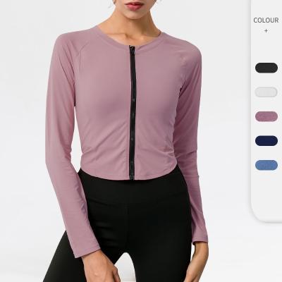 China Ladies Long Sleeve Zipper Training Long Sleeve Sportswear Tight Top Quick Dry Breathable Fitness Running for sale