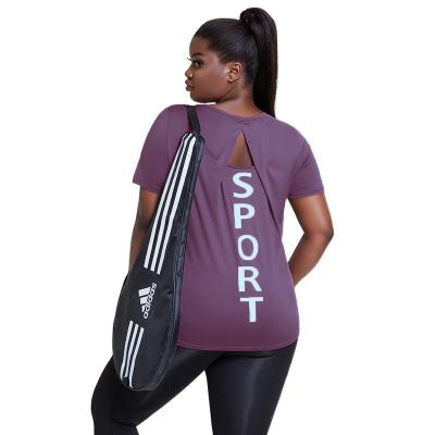 China New Breathable Slim Fit Running T Shirt Fitness Yoga Wear Quick Dry Ladies Loose Sports Plus Size Tops for sale