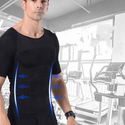 China Breathable Men's Shapewear Corset Abdomen Snug Waist Slim Fit Men's Short Sleeve Sportswear for sale