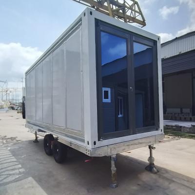 China South East Asia 20ft Prefabbricata Trailer Collapsible Mobile Home Del Contenitore Cabin Container House with Wheels for sale