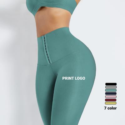 China Custom Logo Waist Yoga Pants Waist Trainer Corset Leggings Women Fitness Wear Antibacterial Antibacterial Slim Tight Trimmer Compression Waist Trainer for sale