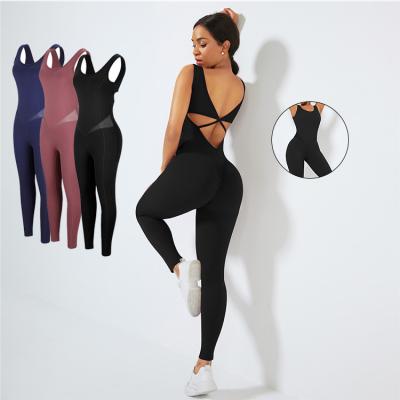 China New Breathable Plain Breathable Tracksuit Fitness Overalls One Piece Gym Set Scruch Butt Pusher Cuffs for sale