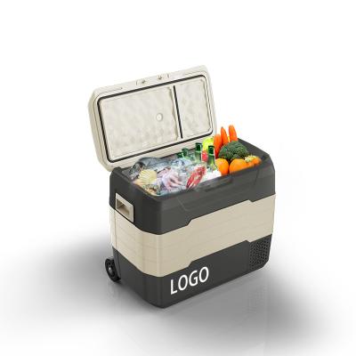 China Wholesale ABS Portable 55L Double-zone Car Fridge Large Capacity Car Wheeled Fridge With Logo for sale