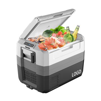 China ABS Factory Produced Compressor Car Fridge 55L Portable Car Refrigerator With USB Charging Port for sale