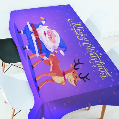 China Christmas Home Decor Waterproof Hot Selling Mini Christmas Tree On The Table Polyester Microfiber Purple Table Cloth for sale