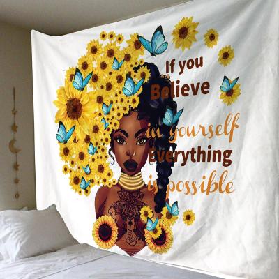 China Wholesale Custom Made Traditional Afro Black Pattern Girl Wall Hanging Tapestry For Printed Wall Hanging for sale