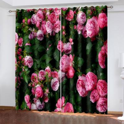 China Modern Simple Green Leaves Blackout Style Blackout Curtains Kitchen Curtains Set Bedroom Living Room Blackout Curtains for sale