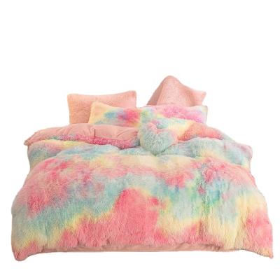 China Wholesale Fluffy Girls Bedding Set Fluffy Girls Bedding Set Winter Plush Super Warm Shaggy Duvet Cover Folded With Pillowcase for sale