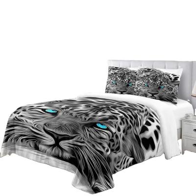 China 3D Cheetah Print Folded Wild Animal Sheets Cotton Set Luxury Bedding Queen Size Au King Cotton Duvet Cover Set for sale