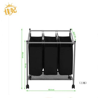 China Wholesale Folding Laundry Basket With Black Canvas Storage Cart Bags Frame Sorter for sale