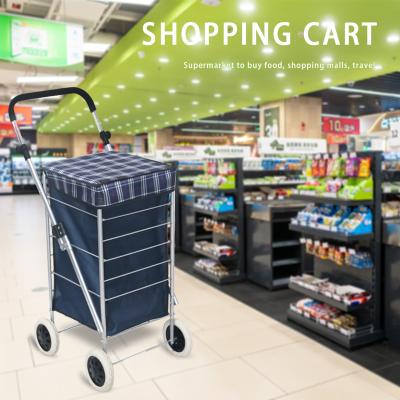 China Jiafei Foldable 4 Wheels Folding Supermarket Shopping Trolley Trolley for sale