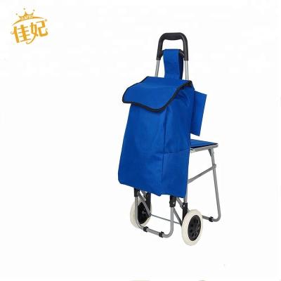 China Hot Selling Folding Shopping Cart Grocery Cart With Foldable Chair Shopping Trolley for sale