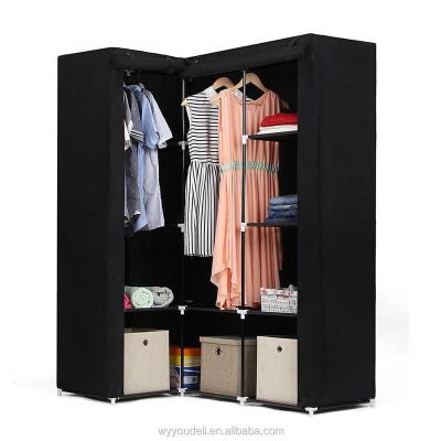 China Modern Bedroom Corner Wardrobe , Nonwoven Fabric Portable Metal New Style Steel Wardrobe for sale