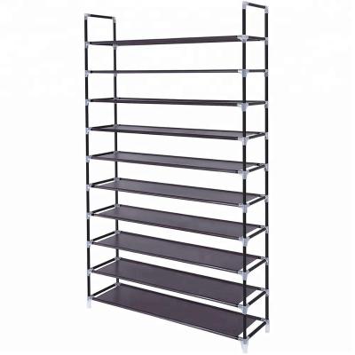 China Shoe Rack 10 Tiers Shoe Rack 50 Pair Nonwoven Shoe Organizer Tower Cabinet Black for sale