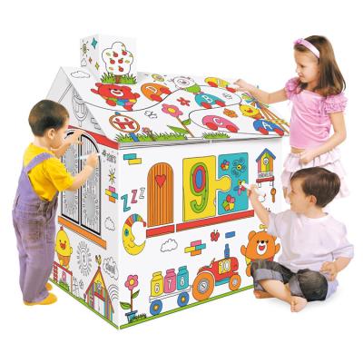 China DIY Paper Graffiti Bedroom Toy Paper Play House For Coloring Kids Drawing And Painting for sale