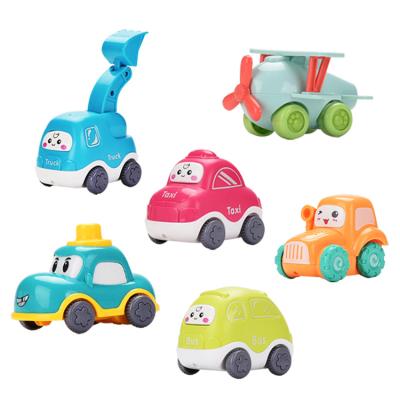 China Plastic Baby Toy Cars Cartoon Friction Powered Cars Bus Taxi Truck Tractor Plane Toys 6 Packs Set 30 x 9 x 23 (cm) for sale