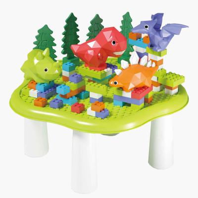 China Construction Toy Hot Sale 4D Dinosaur Building Block Activity Game Table Set Dinosaur Building Block Table For Kids for sale