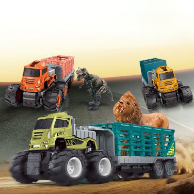 China Toy Friction Transporter Diecast Car Diecast Trailer Truck Toy With Animal Kids Transporter Car Toys for sale