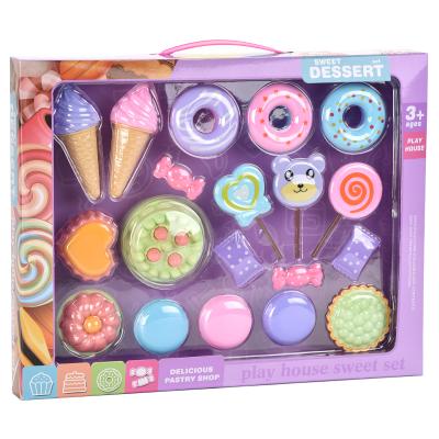 China Plastic Children Play House Dessert Set ABS Plastic Pretend Play Food Toy Ice Cream Candy Cake for sale