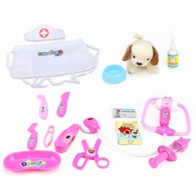 China Hot Sale Plastic Vet Toy Pet Medical Kits Girl Pretend Play Toy Vet Kit For Kids for sale