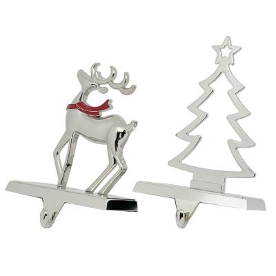 China Christmas Day Decoratiom Christmas Tree Reindeer Christmas Stocking Holder for Sturdy Knocking Mantel Hanger for Fireplace Topper Christmas Mantel Stand for sale