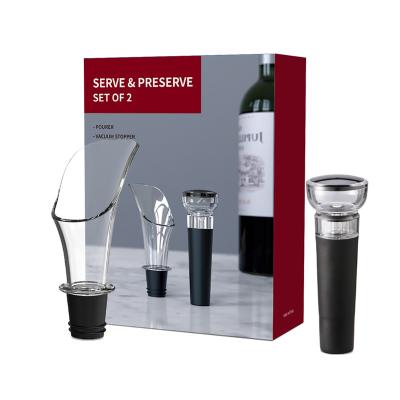 China Sustainable Classic Wine Aerator Pourer and Wine Vacuum Stopper, Set Wine Stopper and Wine Saver, Modern Wine Decanter Set with Gifts Box for sale