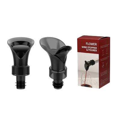 China 2 In 1 Bar Accessories Flower Pedal Wholesale Price Wine Pourer And Stopper, Bottle Pourers Of Champagne Red Wine Drink Stoppers For Gifts for sale