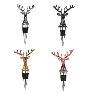 China Viable Custom Own Design Logo Customized Craft Color Animal Decorative Metal Christmas Wedding Gift Metal Deer Head Bottle Stoppers for sale