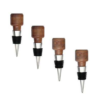 China Viable Customized Luxury Wood Top Manufactured Wholesale Premium Vacuum Round Metal Cork Champagne Silicone Wine Bottle Stopper for sale